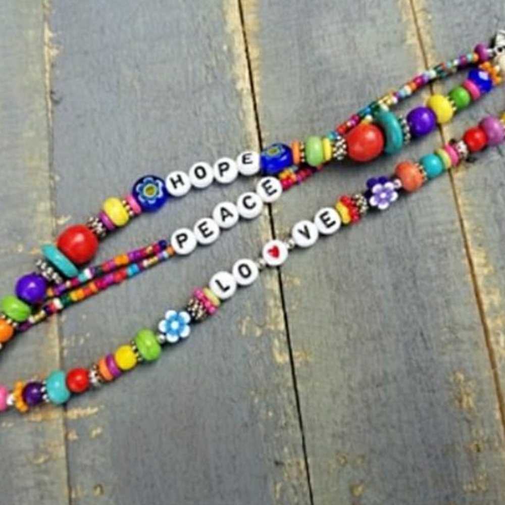 NEW! Artisan Peace, Hope & Love - Hand Crafted Colorful Beaded Bracelet Set - Picture 7 of 7